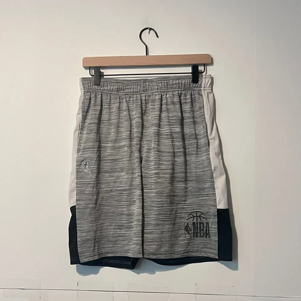 Vintage NBA Mens Athletic Shorts Size S Grey Black Athletic Stretch Embroidered